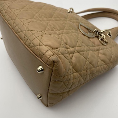 Dior Tasche Lady Dior Cannage Handtasche Gold Beige Leder Gesteppt Aus Japan - Bild 5 von 20