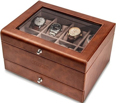 Watch box organizer for men - Leather watch case - Luxury watch box - For lar...