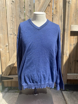 Ibex Sweater Men's XXL Blue Merino Wool V Neck Long Sleeve Pullover 1324407