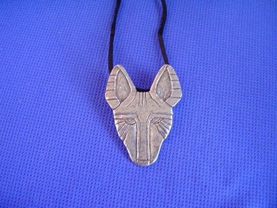 Basenji necklace African Mask Motiff Pewter Hound Dog Jewelry by CAC Designs 40P