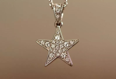 1.50 CT Round Lab Created Diamond Star Pendant Necklace 14K White Gold Plated