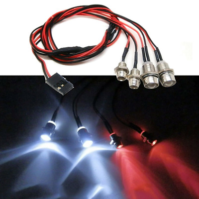 Style RC On-Road Car LED Night 5mm White And 3mm Red Headlamps 4 LED Light NEW