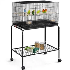 47'' Flight Cage with Rolling Stand Extra Space Slide-out Tray for Small Birds