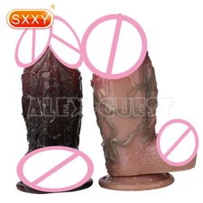 Realistic Anal Plug Suction Cup Soft Liquid Silicone Real Veins Dildo Sex Toys