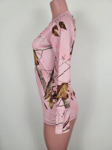 Under Armour Shirt Women's Small Pink Realtree Camo Cold Gear Henley - Picture 9 of 13