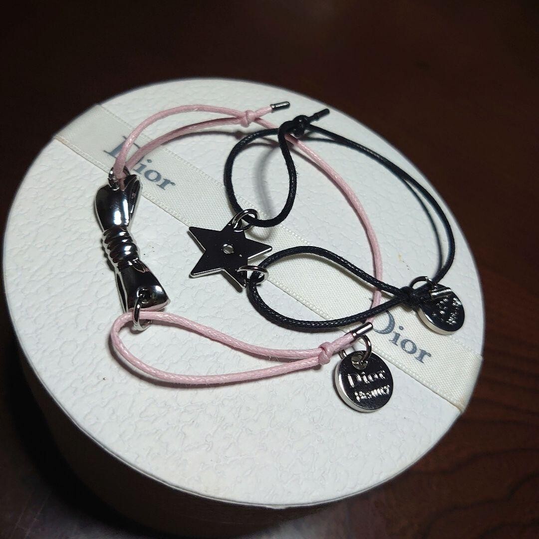 Christian Dior Bracelet choker Black Pink Silver Star Ribbon