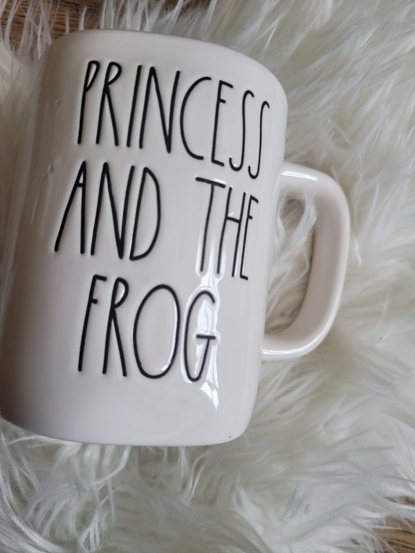 New Rae Dunn Disney's PRINCESS AND THE FROG Double Sided Mug Yellow Interior