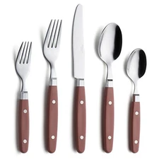 20-Piece Stainless Steel Silverware Set with Color Handles and Retro Style