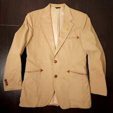 Vintage Blazer Mens 40R Brown Tan Khaki Ranch Sport Coat 2 Button Jacket