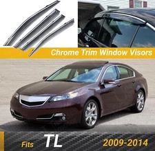 For Acura TL 09-14 Chrome Trim Window Visor Vent Sun Shade Rain Guard Deflectors