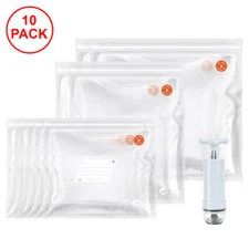 10 Pack Food Vacuum Sealer Bags with Hand Pump BPA-Free fits Foodsaver Sous Vide
