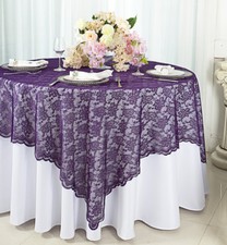 Wedding Linens Inc. 72" Square Lace Table Overlays Toppers Tablecloths Linens