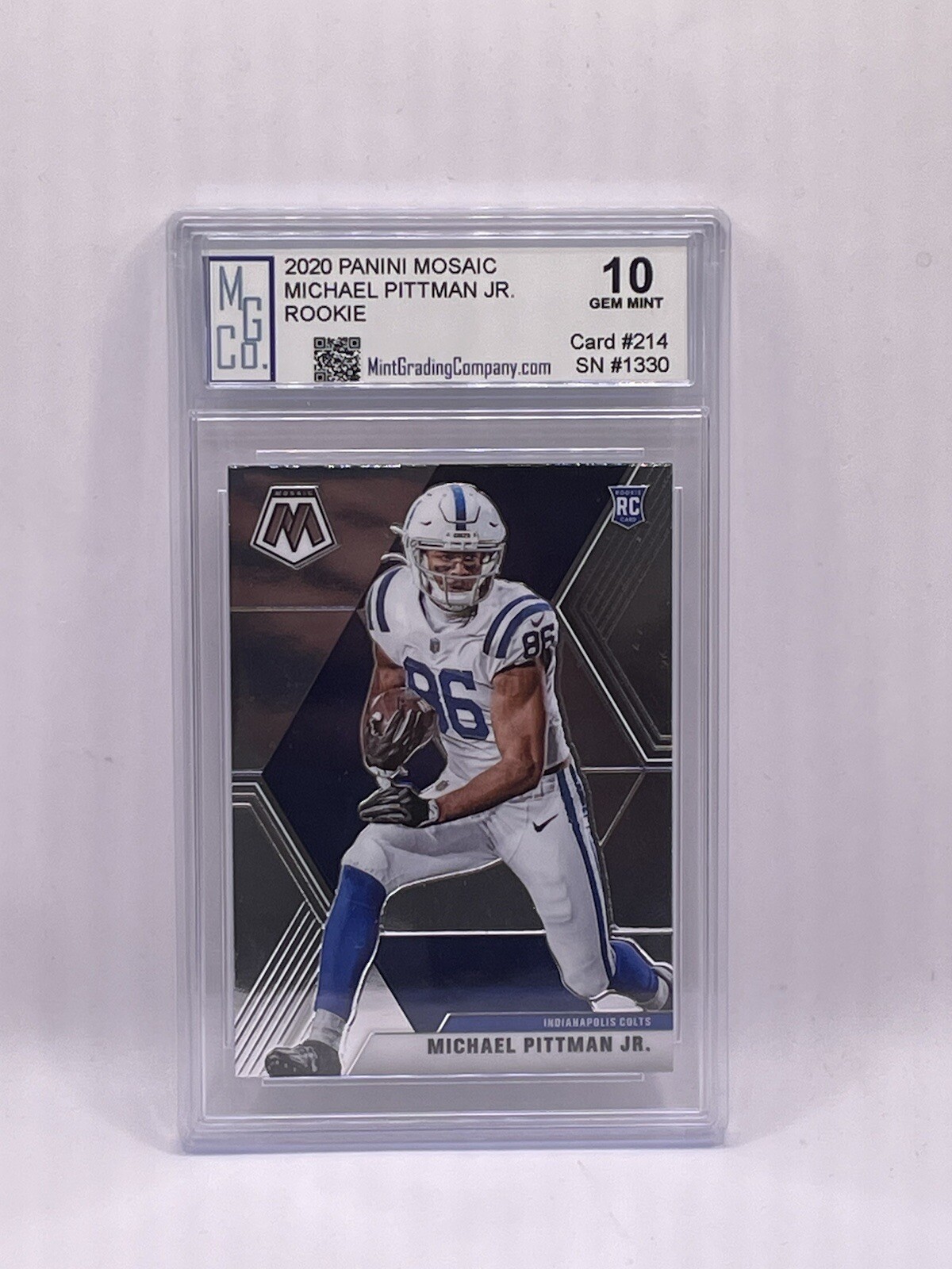 2020 Michael Pittman Jr Panini Mosaic #214 Rookie Graded MGCo. Gem Mint 10!