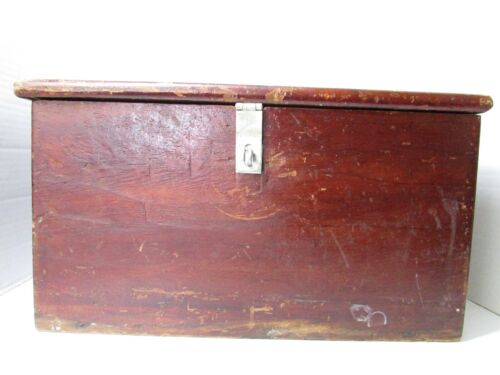 Vintage Handmade Hinged Wood Storage Box with Tray Insert 18" x 9.5" x 10.5" - Picture 1 of 24