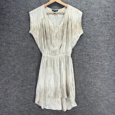 Express Dress Women XS Gray Striped Sheath Midi V-Neck Elastic Waist Casual