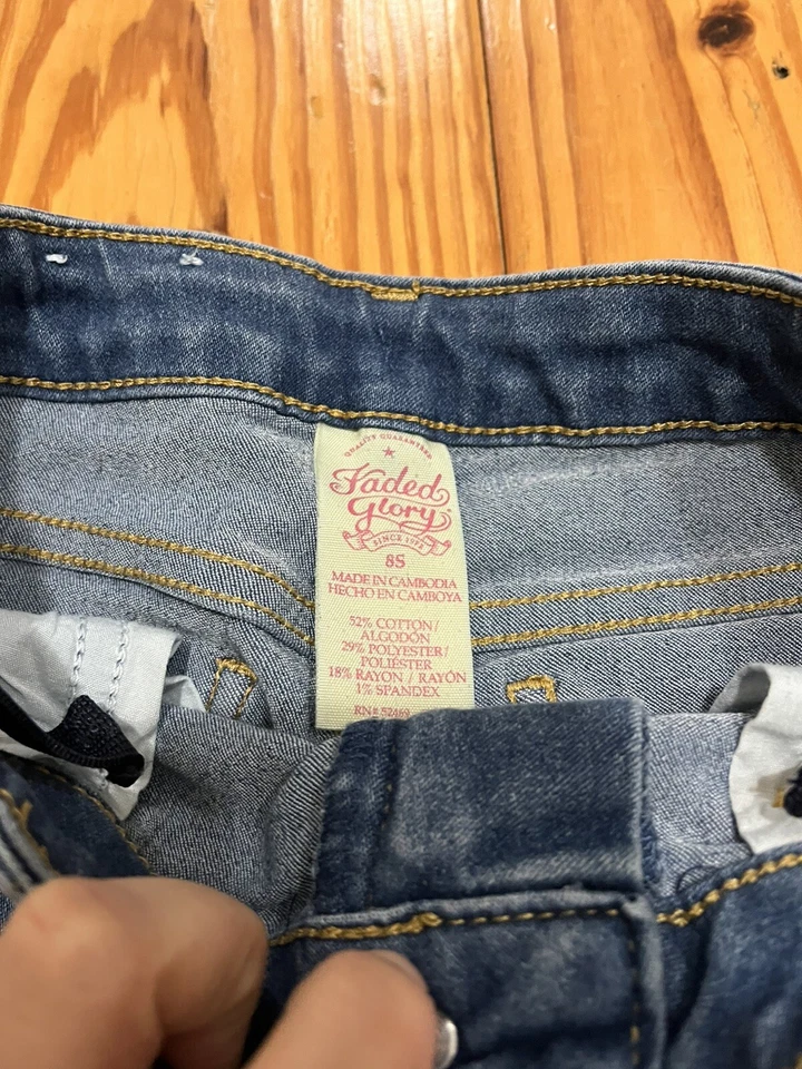 Falda vaquera larga modesta de piel de invierno para niñas talla 8 Faded Glory Foto 2 de 4