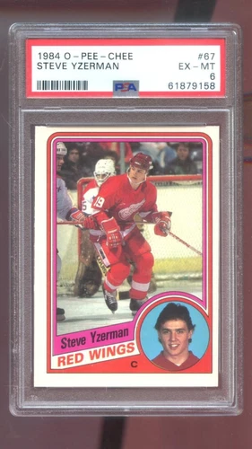 1984-85 O-Pee-Chee #67 Steve Yzerman ROOKIE RC OPeeChee PSA 6 Graded Hockey Card