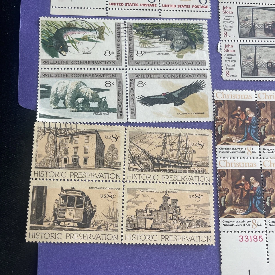 US 8 Cent 1932-1972, 11  Blocks Of 4 Stamps, See Photos - Image 4 of 4