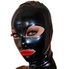 Latex Hood Mask Face Cover with Zipper Open Eye Rubber Mask Fetish Party Costume