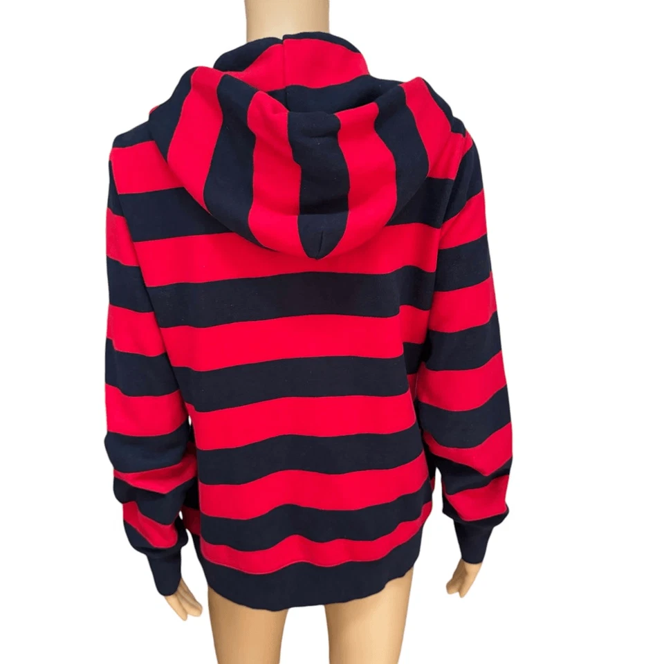 TOMMY HILFIGER Rojo Azul Rayas Sudadera con Capucha Suéter Sudadera Grande L Foto 3 de 4