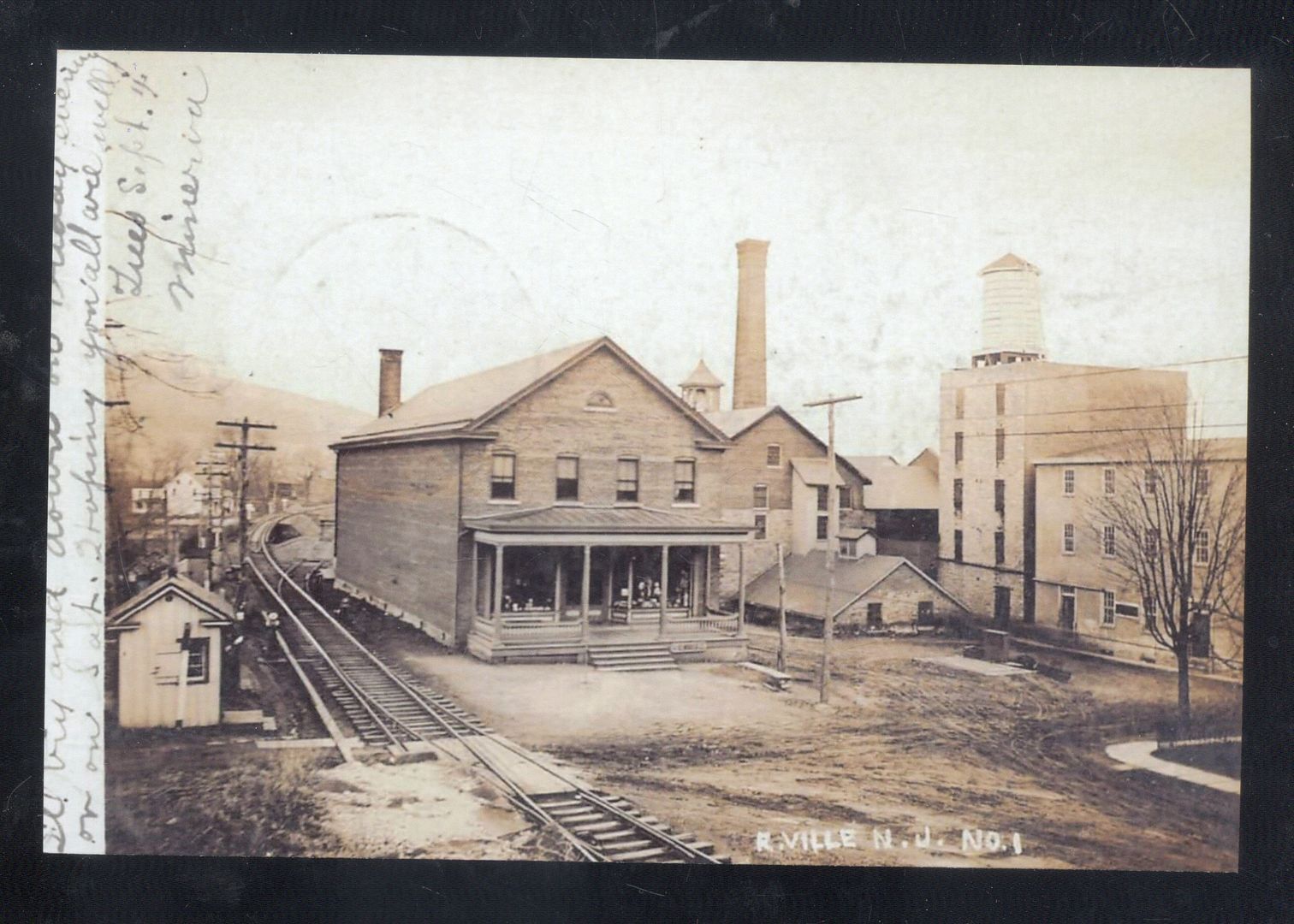 REAL PHOTO RIEGELSVILLE NEW JERSEY NJ DOWNTOWN RAILROAD TRACKS POSTCARD