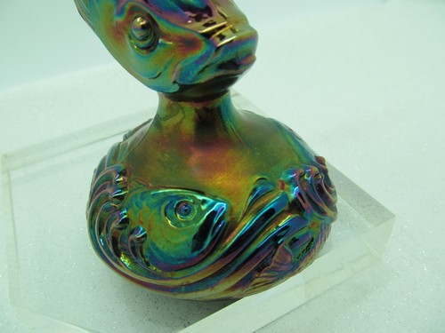 Vintage FENTON AMETHYST CARNIVAL GLASS JUMPING TROUT FISH FIGURINE Metallic - Picture 6 of 10