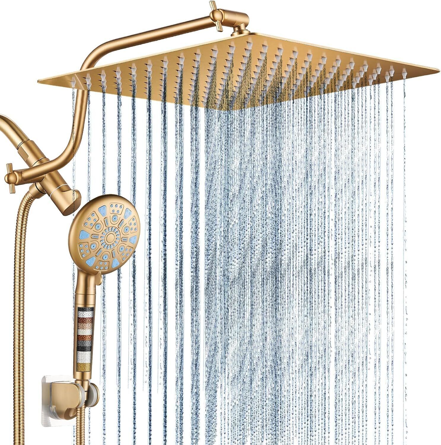 12 Inch All Metal 3-Way Rain Shower Head，Gold