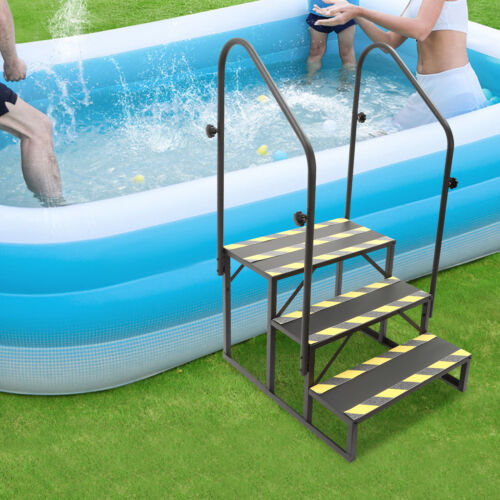 For Home RV Camper Porch 3 Step Stairs Steps RV Steps w/ Handrail Stairs Steps