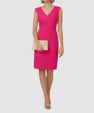 Adrianna Papell Women's Pink Pleated V-Neck Cap Sleeve Sheath Dress Size 8