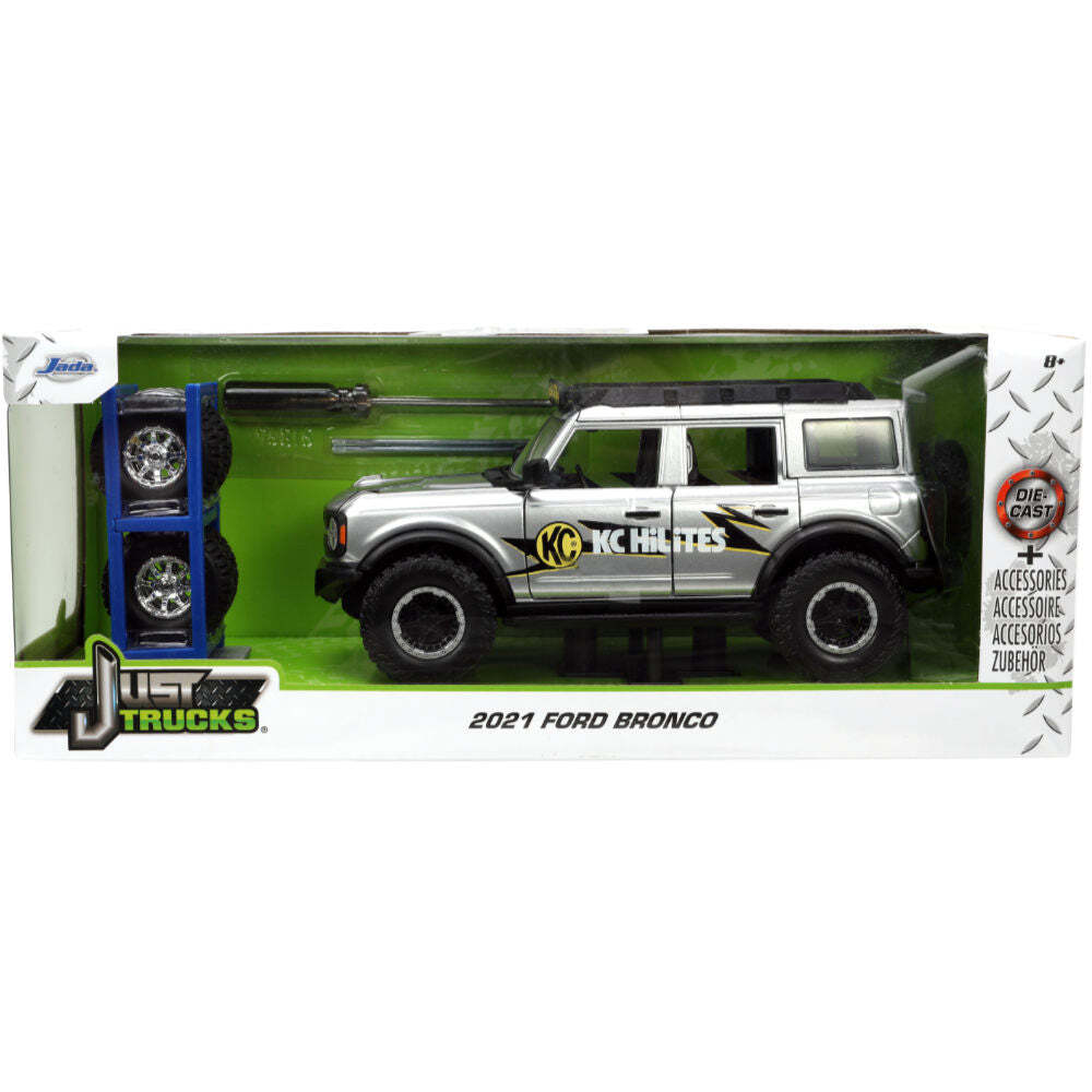 Modellino Jada Toys Just Trucks – Ford Bronco 2021 Scala 1:24 Arancione Con Ruote Extra - Foto 3