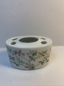 Vintage Jakson Midcentury Tropical Birds Toothbrush Holder   Tree Floral