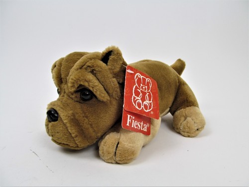 Vtg Fiesta Shar Pei Dog Puppy Plush Stuffed Animal 10" Brown Tan Wrinkled 9246 - Picture 3 of 11