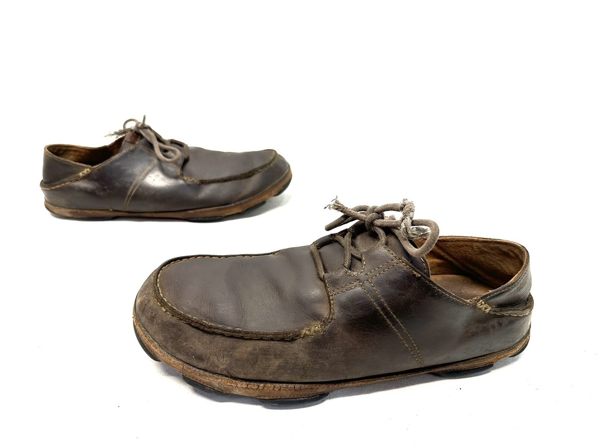 OluKai Shoes Mens Size 8.5 Brown Leather Ohana Lace Up Moccasin 10171-6633 Olukai Ohana Li  main image 2