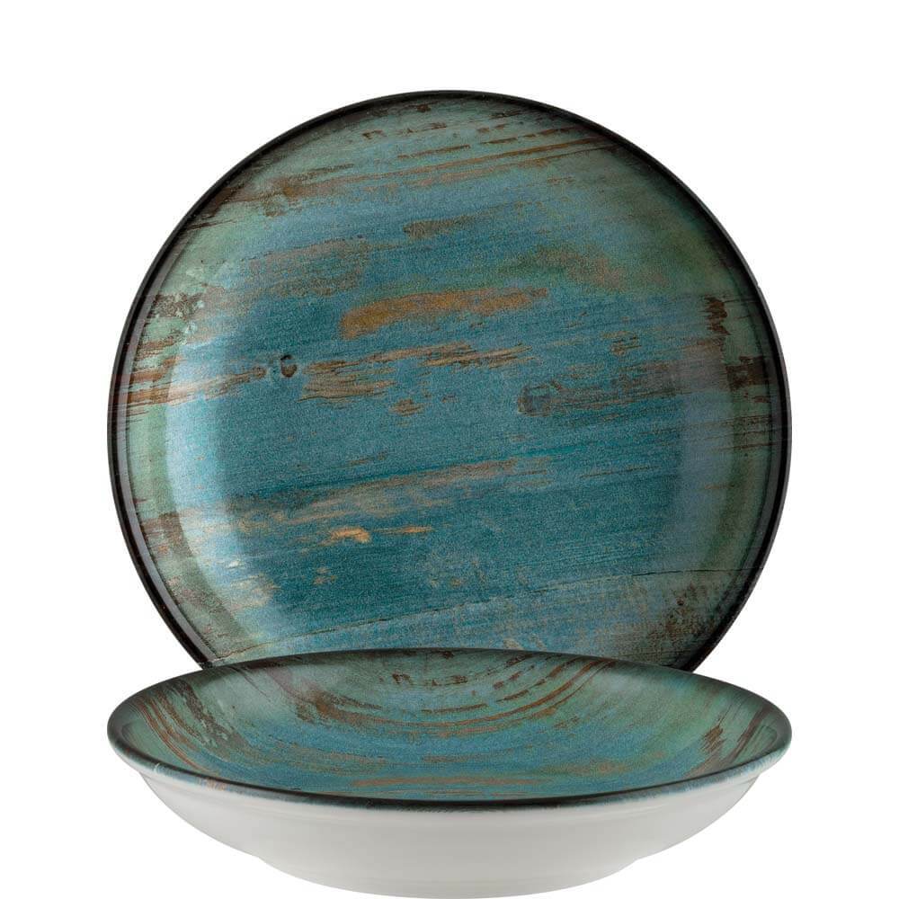 Bonna Madera Mint Bloom Türkis 6x Suppenteller Pastateller Speiseteller 28cm