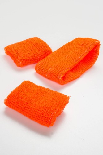 NEW NEON HEADBAND WRISTBAND SET FLORESCENT TOWELLING HEN 80S FANCY DRESS COSTUME - Picture 3 of 9