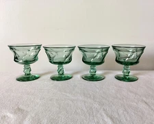 Fostoria Jamestown Green Sherbet Low Champage Glasses Dessert 1958-1974 Set of 4