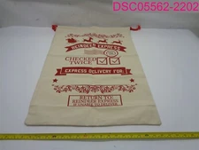 Reindeer Express Large Christmas Sack Cream Gift Bag w/ Drawstring 27.5"x19"