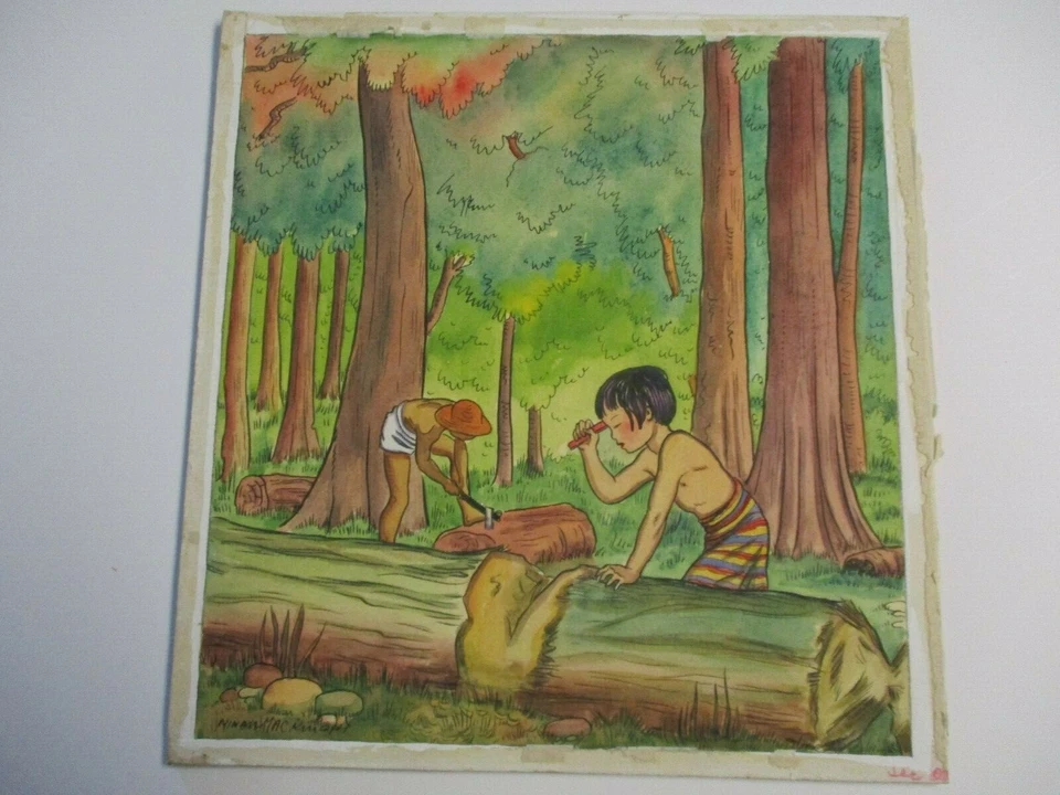 PINTURA ORIGINAL NINO MACNIGHT LIBRO ANTIGUO ILUSTRACIÓN ARTISTA LISTADO DE COLECCIÓN Foto 2 de 4