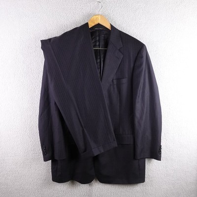 Canali Mens Navy Blue Pinstripe Wool Suit 2 Piece Made in Italy Size 56L US 46L