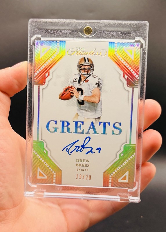 Drew Brees 2023 Panini Flawless - Greats On Card Auto #G-DBR Silver Saints #/20