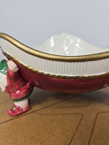 Fitz and Floyd Vtg 1989 Old World Christmas Elves Large Ceramic Bowl No Chips - Picture 7 of 24