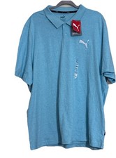 PUMA Golf Polo Shirt Angel Blue Heather 2XL Short Sleeve Men's NWT