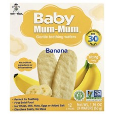 Baby Mum-Mum, Gentle Teething Wafers, Banana, 12 Packs, 2 Wafers Each