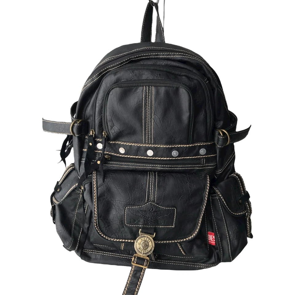 DIESEL винтажный черный рюкзак гранж киберпанк авангард темно военный Y2K 00s - Изображение 3 из 4