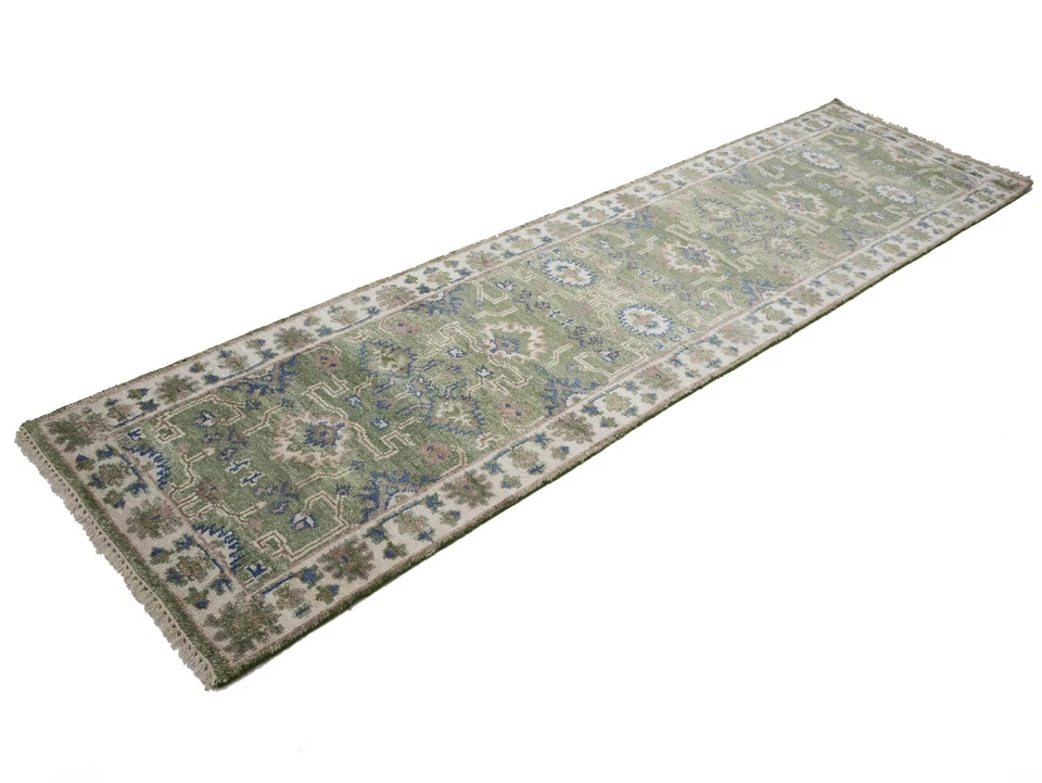 Handmade Muted Wool Oushak Oriental Runner Rug 3X10 ft Floral Hallway Carpet - Image 4 of 4