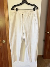 Eileen Fisher Women  s Organic Cotton Hemp Pants Ivory Size 8 Straight Leg