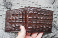 Real Allig Crocodile Wallet SKIN Leather Bifold Men's Brown Handmade M67
