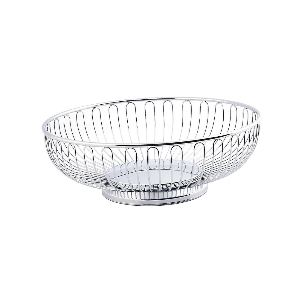 4175 Bread Basket, Chrome Plated, round Wire Storage, Chalet Collection, Fruit o - Image 3 of 3