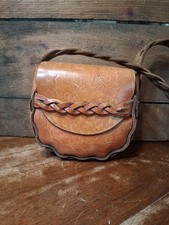 VTG 70s Hand Tooled Leather Purse Shoulder Bag Flowers BOHO Hippie Gypsy