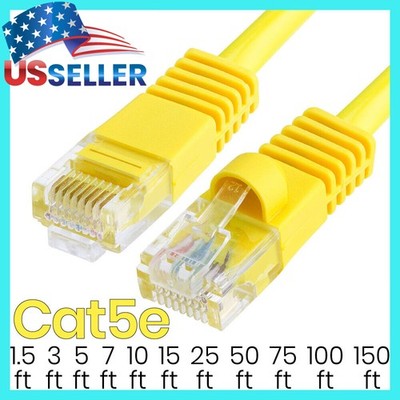 Cat5e Patch Cable Yellow Cat 5e Ethernet Cord Internet LAN RJ45 Network Wire LOT